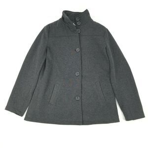 Climate Concepts Button Front High Neck Coat Size Small Womens Dark Gray Jacket